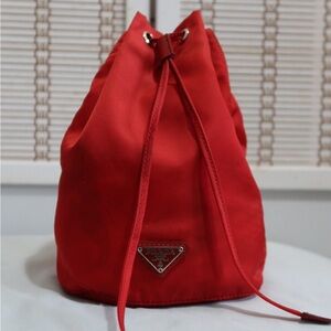 Prada Red Nylon Drawstring Pouch
